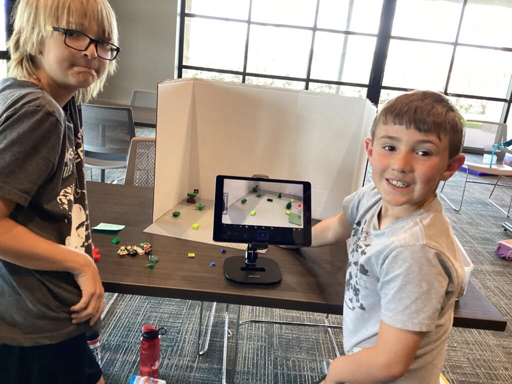 two kids working on a animation project